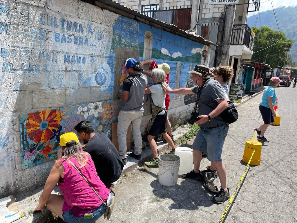 mosaic installation Guatemala community project