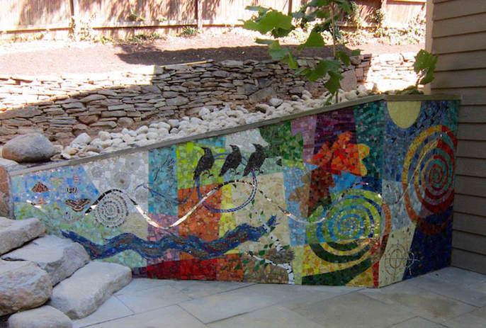 retaining wall nature mosaic