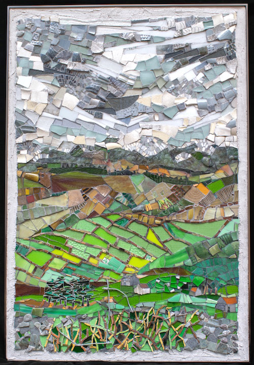 Ireland landscape mosaic, fine art semi-abstract mosaic of Ireland