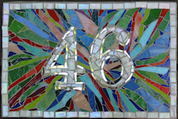 house number sign mosaic stained glass