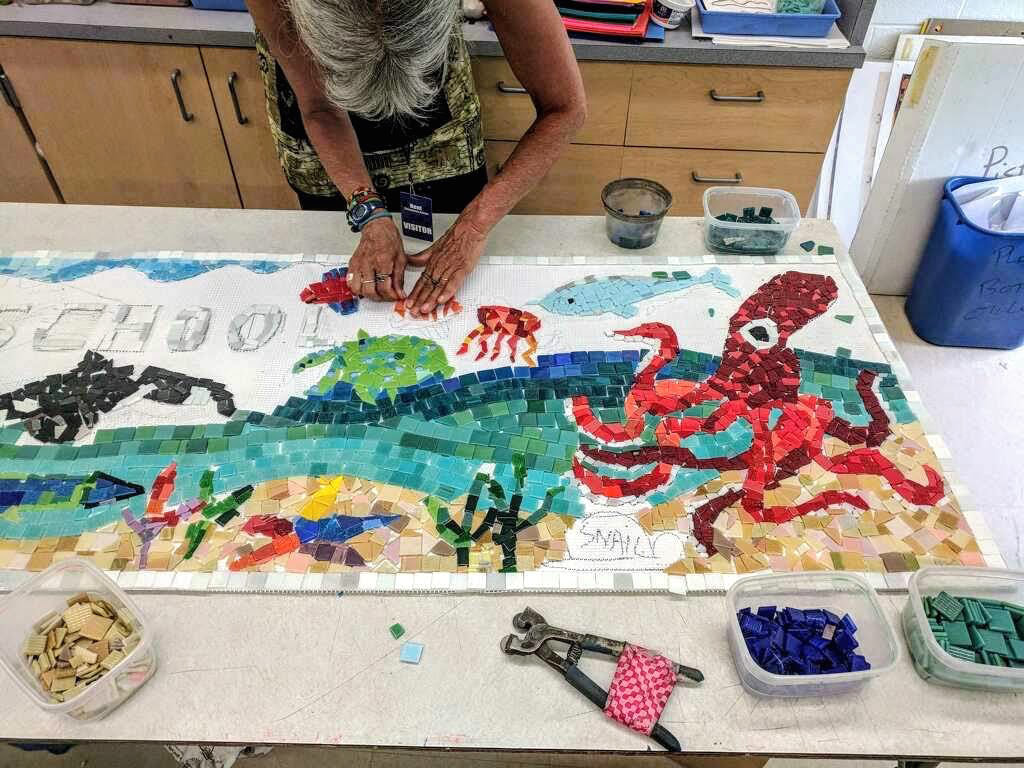 school mosaic project in progress