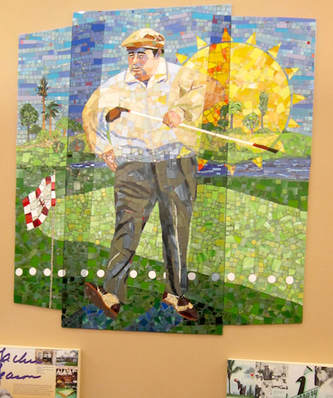mosaic mural of Jackie Gleason, lifesize