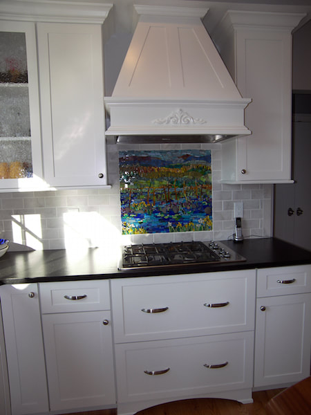 abstract landscape kitchen mosaic