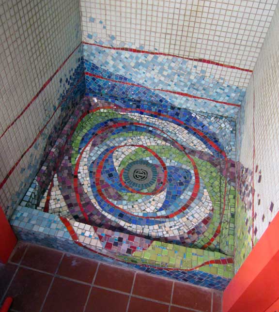 shower stall mosaic, abstract