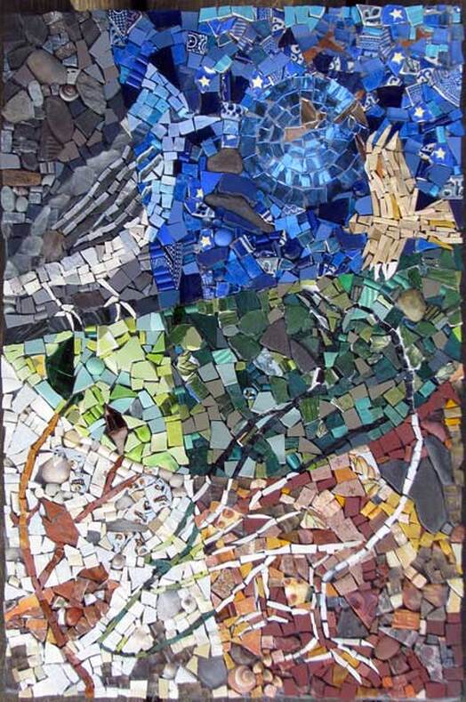 mosaic abstract birds