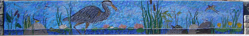 pool coping great blue heron mosaic