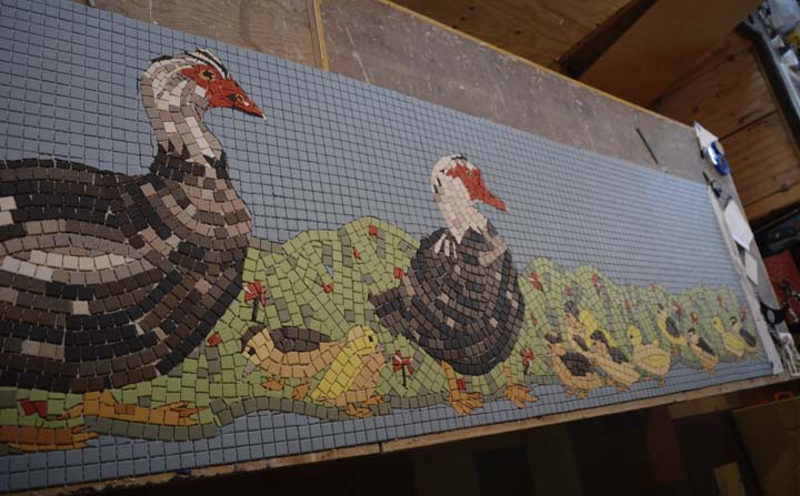 muscovy duck family mosaic