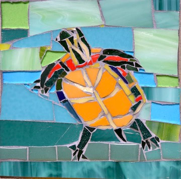 swimming turtle mosaic