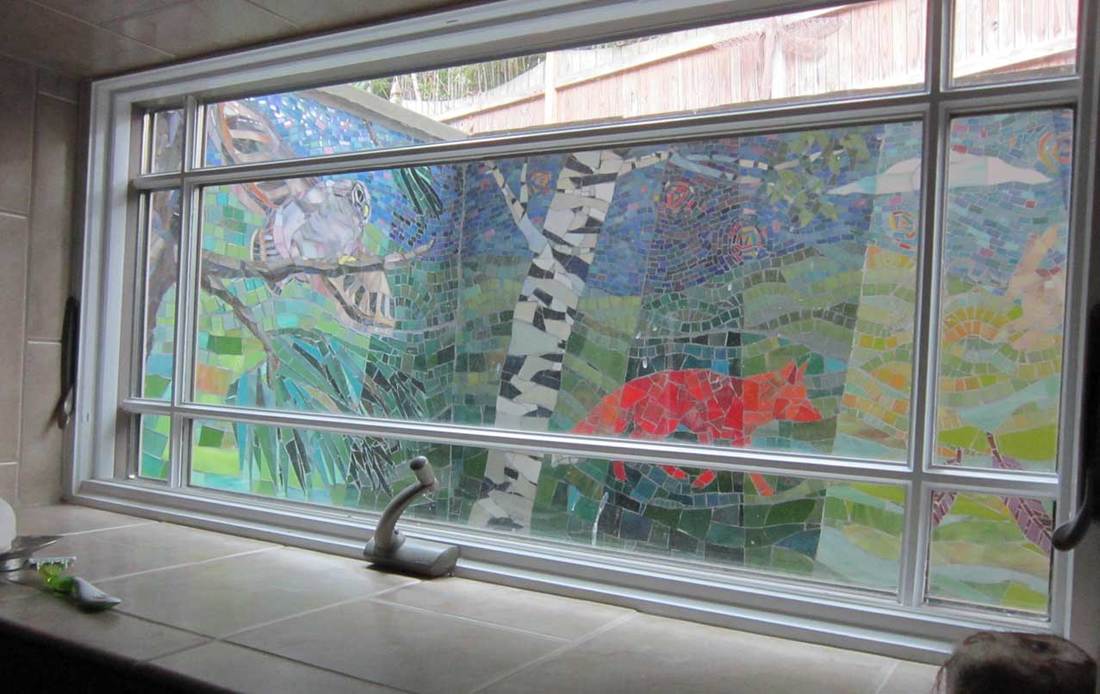 mosaic view through window