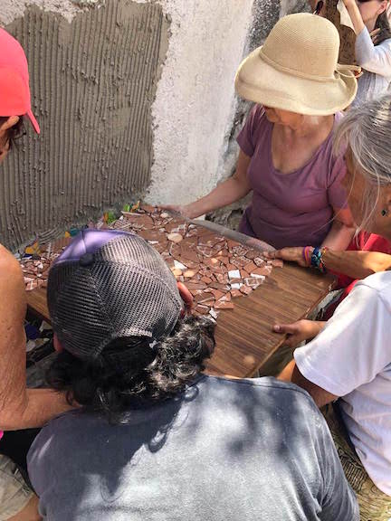 wall install of mosaic Guatemala