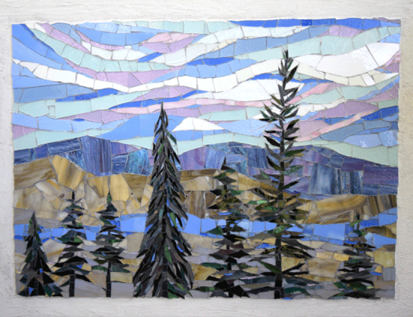 mosaic evergreens trees landscape