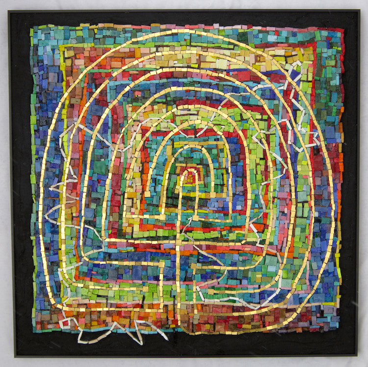labyrinth  mosaic abstrac Hundertwasser, classic labyrinth