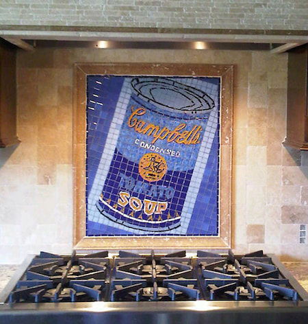 mosaic kitchen backsplash campbell's soup can