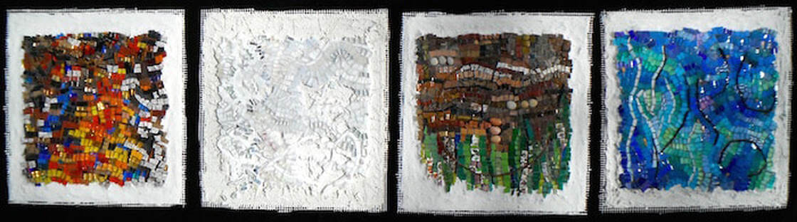 abstract mosaics of the elements: fire, air, earth and water
