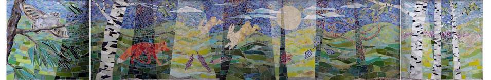 nature scene mosaic in window well