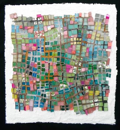 mosaic abstract exploration of the grid in spring colors